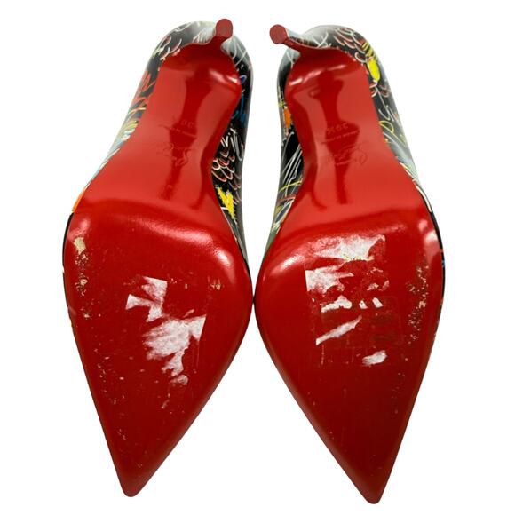 Christian Louboutin So Kate Graffiti Patent Leather Pumps Black Size 39.5 - Picture 8 of 9